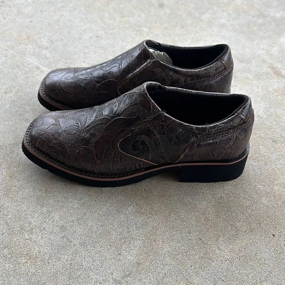 Roper Ricochet Brown Leather Square Toe Slip-On Loafers Women’s Sz 5.5 - Picture 4 of 10